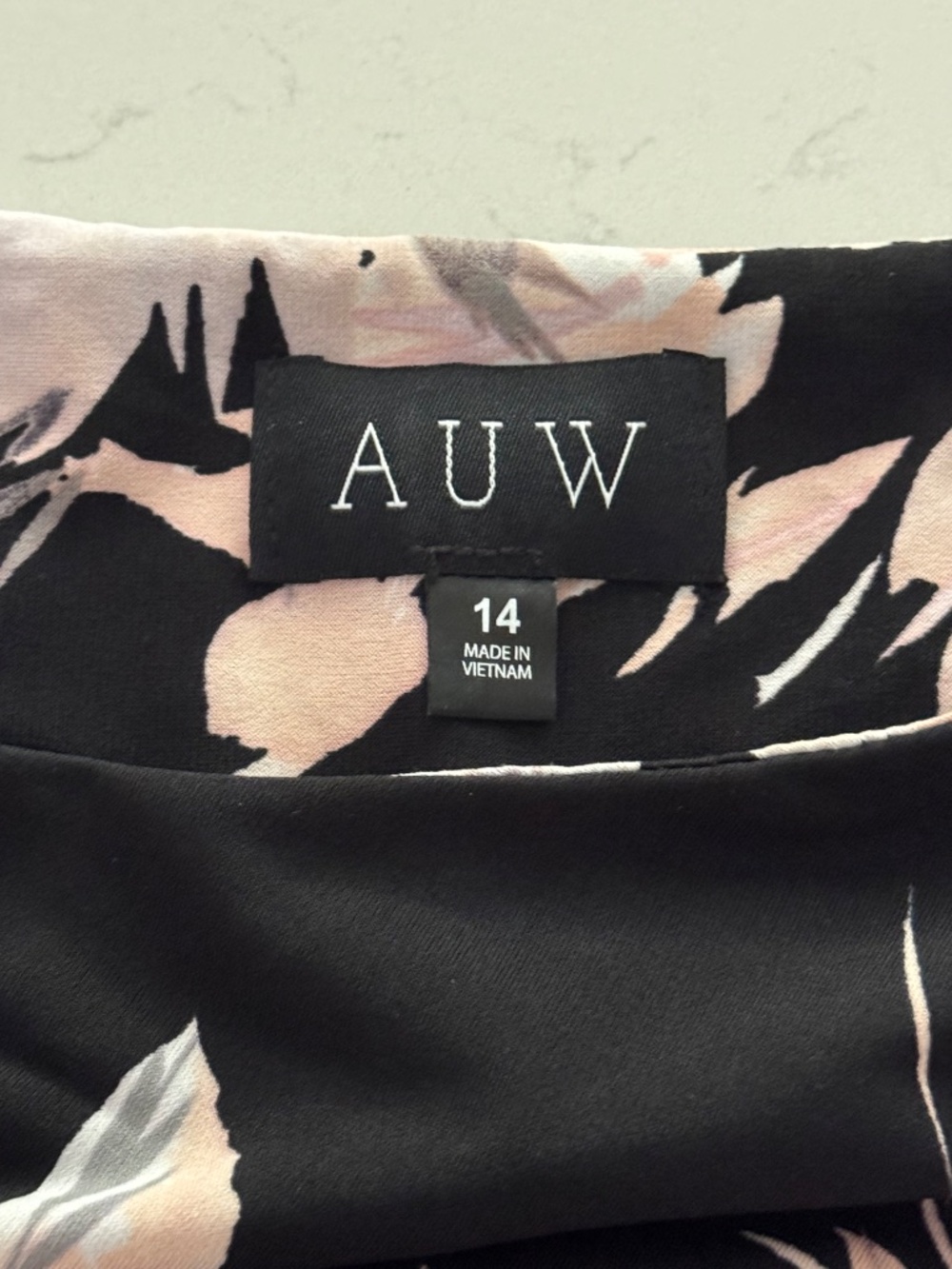 AUW Faux Wrap Pink/Black Floral Dress Size 14 - Picture 7 of 9